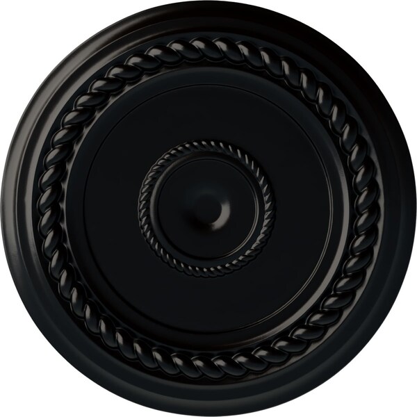 Ekena Millwork Alexandria Rope Ceiling Medallion (Fits Canopies up to 4 5/8"), 19 5/8"OD x 1 1/2"P, Jet Black CM18ALBLF - main